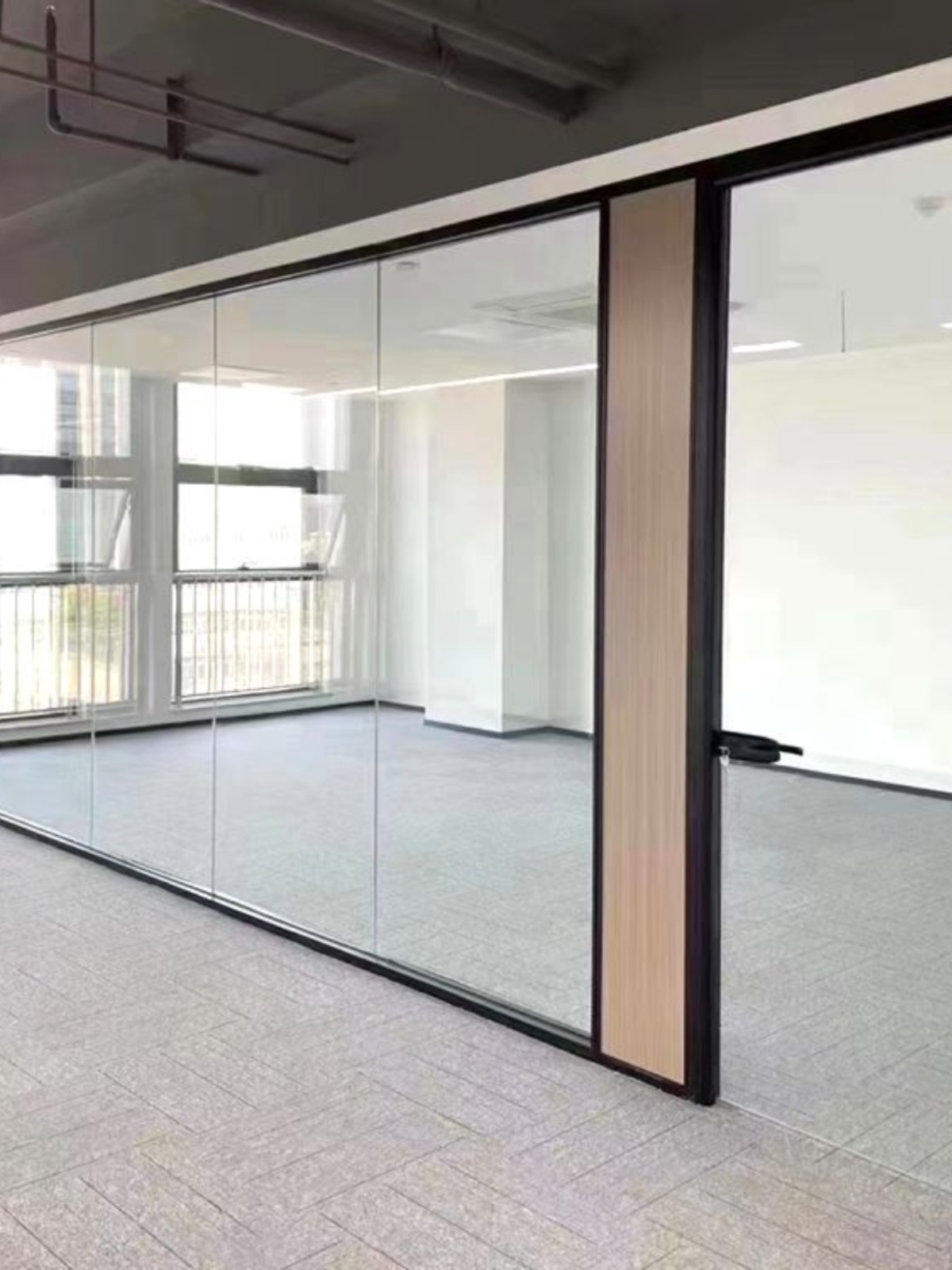 广东办公室玻璃隔断墙铝合金双玻百叶帘单层透明钢化玻璃简约现代