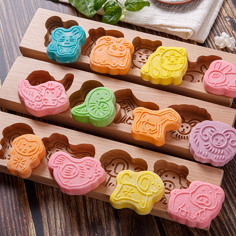 木忆卡通木质模具儿童立体加深南瓜饼家用巧果饼干馒头创意工具