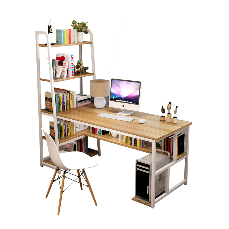 书桌书架组合简易家用办公桌转角一体学生电脑桌写字台双人组合桌