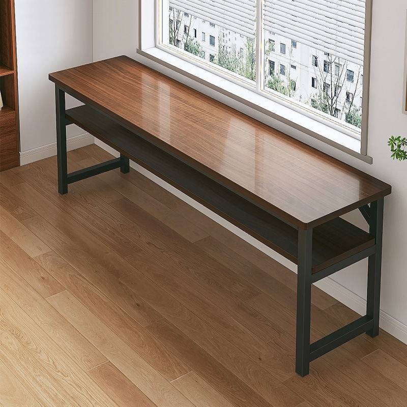 简易出租屋电脑桌窄靠墙双层长条桌子长方形双人书桌家用工作台