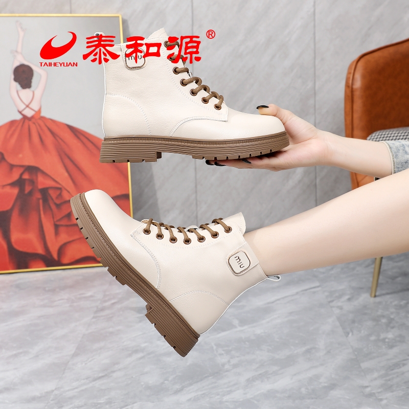 泰和源老北京布鞋舒适单鞋秋款女鞋新款短靴平底鞋女士软底马丁靴