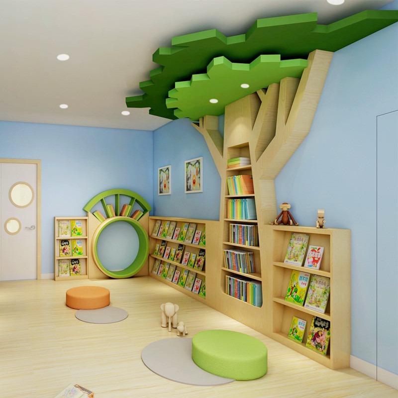 定制创意树形书架早教绘本馆图书架幼儿园小学图书馆大厅展示大树
