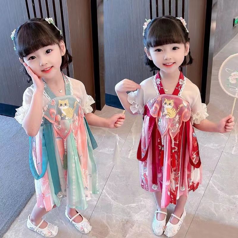 汉服女童夏季古装超仙中国风2024新款唐装小女孩古风儿童装公主裙