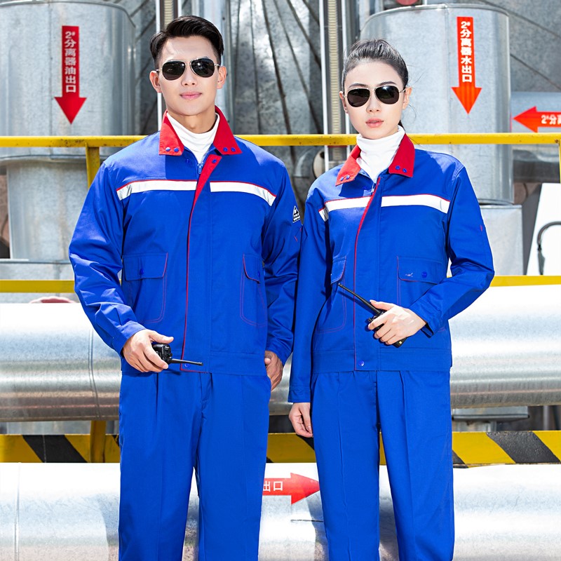 中国石油石化加油站防静电工作服套装长袖蓝色工厂车间男女装定制