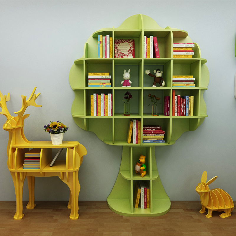创意拼接树型书架幼儿园儿童绘本收纳学校主题图书馆经济型置物架