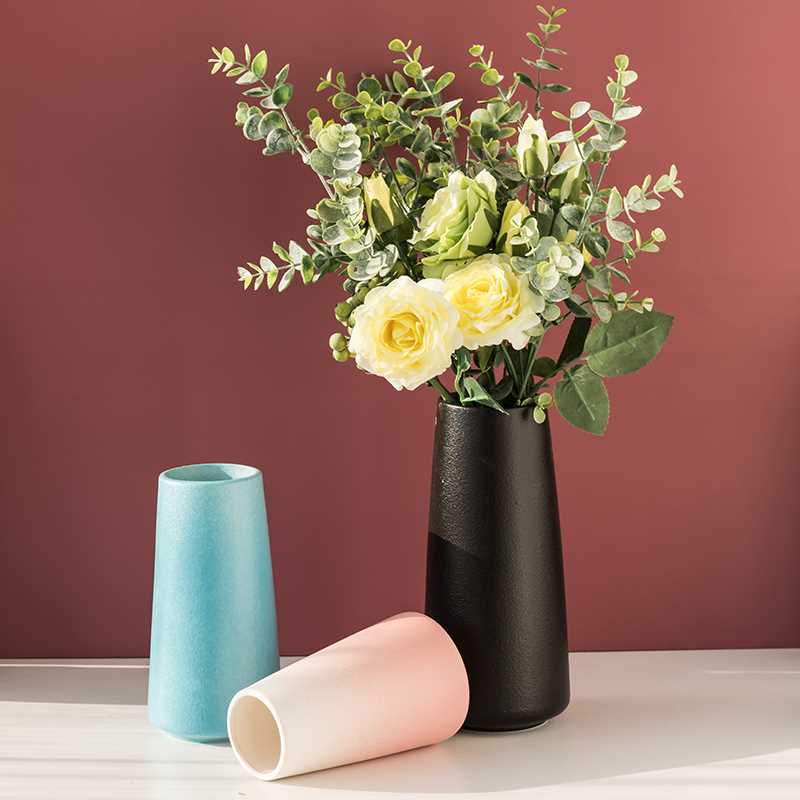 速发新品创意北欧干燥花艺术花瓶摆件陶瓷客厅装饰餐桌百合鲜花插