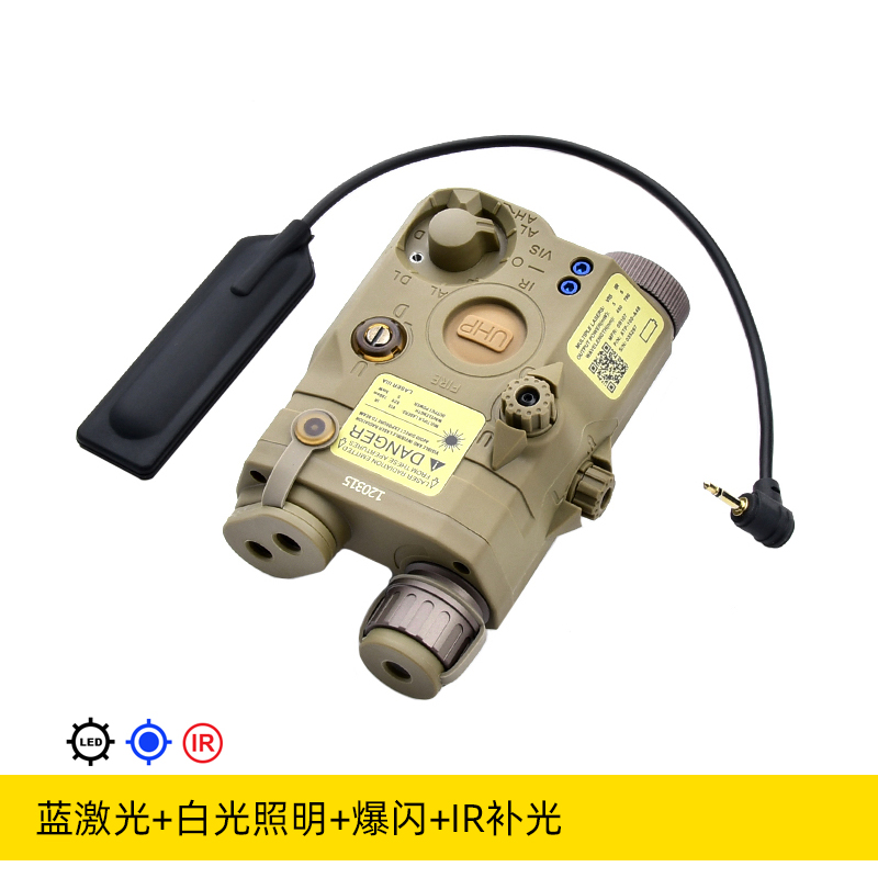 指外版镭射海示器PEQ15绿激光0池盒M60电CN战术手电筒双控鼠尾套