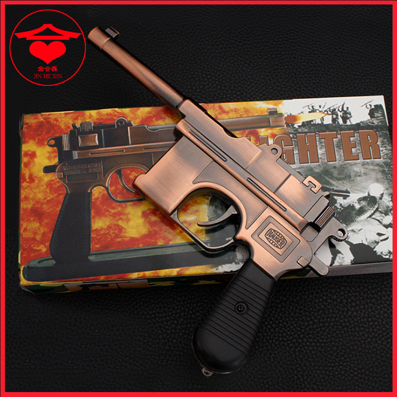 金属毛瑟枪打火机驳壳枪玩具模型王八盒子枪八路军红军影视道具