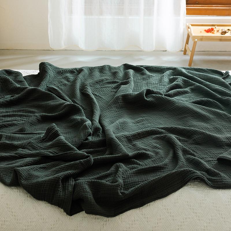 水洗做旧日式六层纱布盖毯简约纯色毛巾被纯棉薄款牀上用沙发毯子