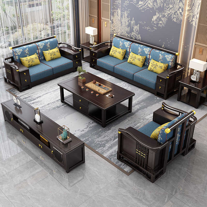 新中式全实木沙发组合客厅冬夏两用高端高档中国风储物禅意家具