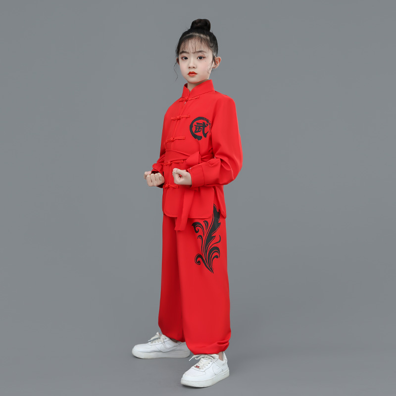 正品青少年新款中国风武术表演服装儿童武术比赛体考竞赛太极拳演