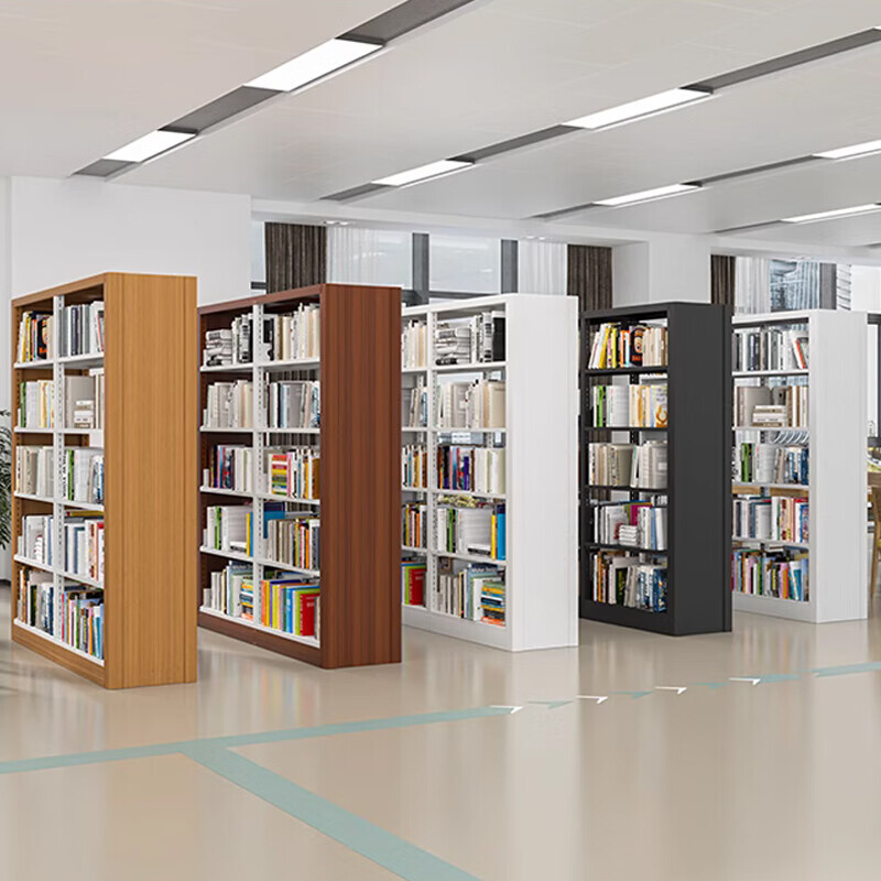 。钢制书架2.4m落地图书馆铁艺学生儿童书柜家用收纳简易多层置物