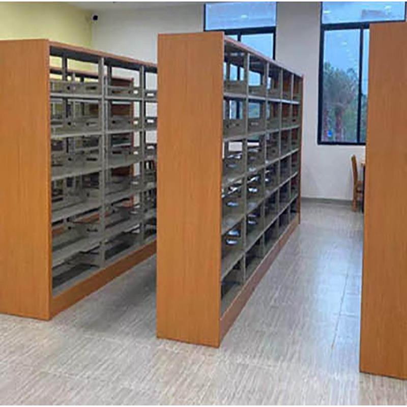 定制木护钢制简易书架图书馆书柜书架阅览室书店组合实木侧边书架