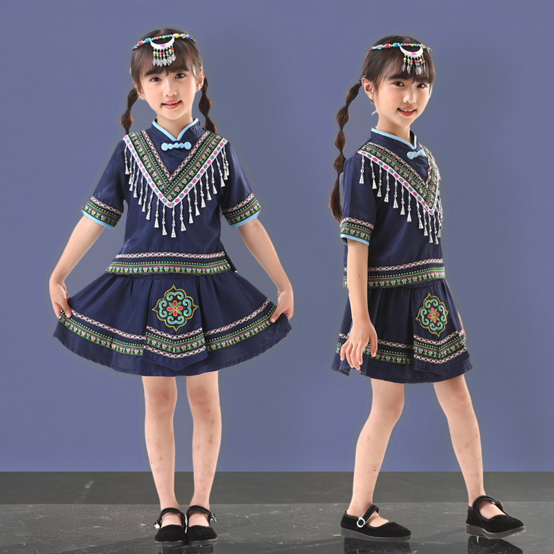 傣族舞蹈服装3月3民族服装壮乡服饰男童苗家女童56个名族服装儿童