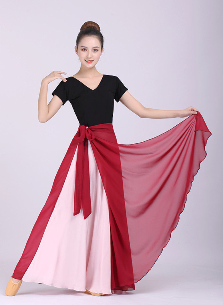 舞裙灯火里的中国舞蹈裙720度大摆舞蹈裙一片式两面穿跳舞大摆裙