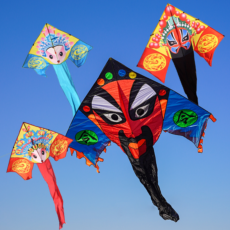 中国风脸谱大人专用长尾儿童大型伞布高档微风易飞