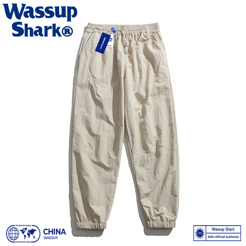 Wassup Shark潮牌山系休闲裤男夏季冰丝薄款宽松束脚九分速干长裤