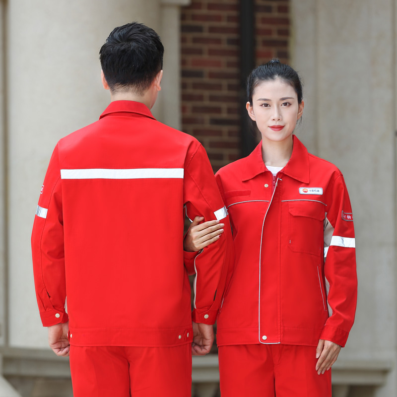 新品新款双层中国石油红色浅蓝防静电工作服套装男中国石化拼色劳