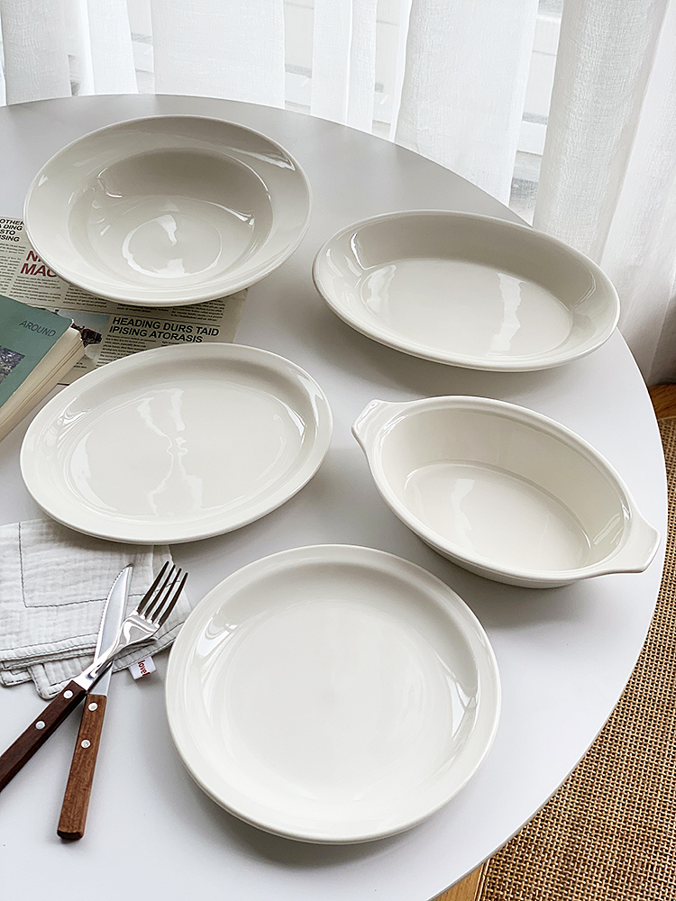安木良品 出口原单 美式简约ins质感白色陶瓷饭碗意面汤西餐盘子