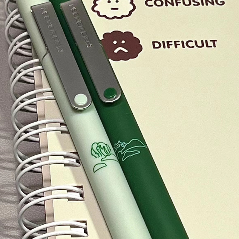 kaco点途碧波西子中性笔套装0.5浅墨绿色按动水笔软胶漆书写学生