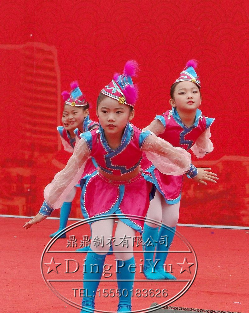 儿童草原小骏马演出服装女表演服蒙古族服民族舞少数民族舞蹈