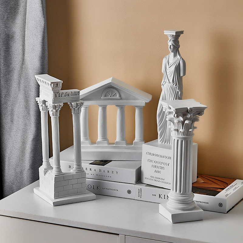 复古风罗马建筑模型艺术高级感家居客厅小装饰品浮雕石膏雕塑摆件