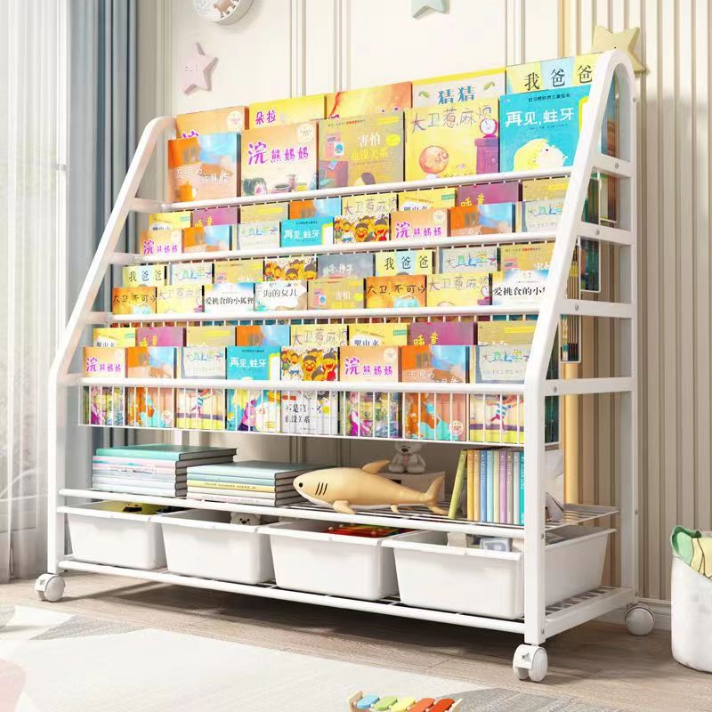 多层书柜家用儿童书架落地宝宝玩具收纳置物架阅读图书移动绘本架