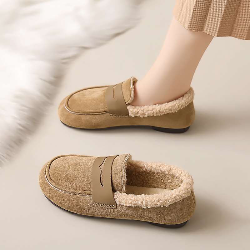 正品老北京棉鞋女冬季加绒加厚保暖一脚蹬豆豆鞋中年妈妈平底防滑