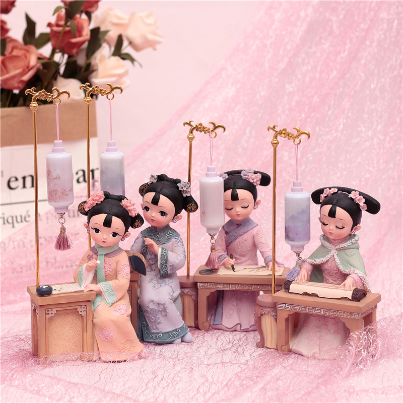 故宫俏格格人偶娃娃古代中国风小礼物北京纪念品手工绢人玩偶摆件