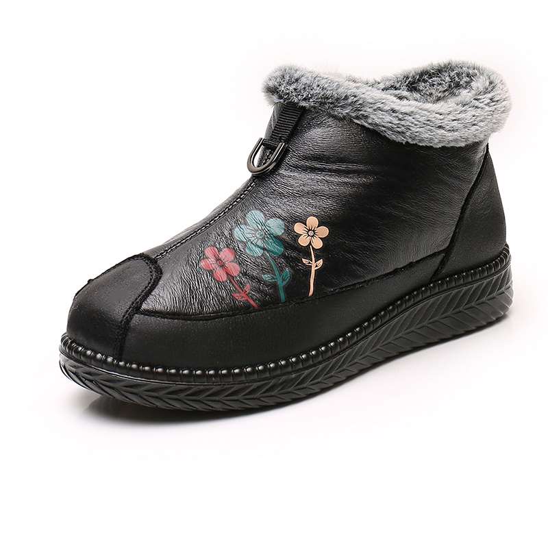 新款冬季东北纯羊毛妈妈女棉鞋老北京布鞋中老年老人防滑保暖奶奶