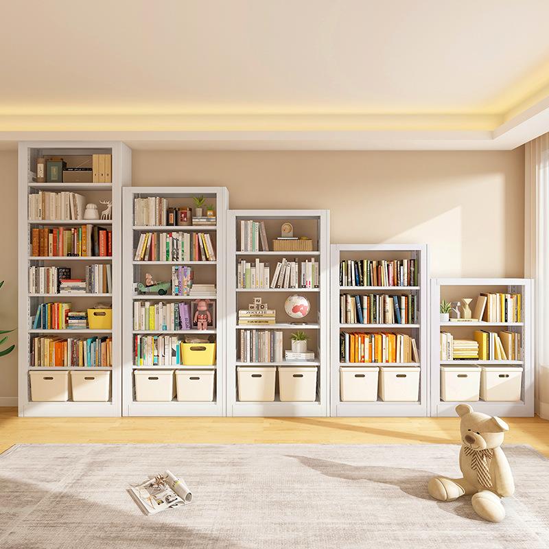 家用图书馆钢制书架儿童学生靠墙一体整墙满墙书柜客厅铁艺置物架