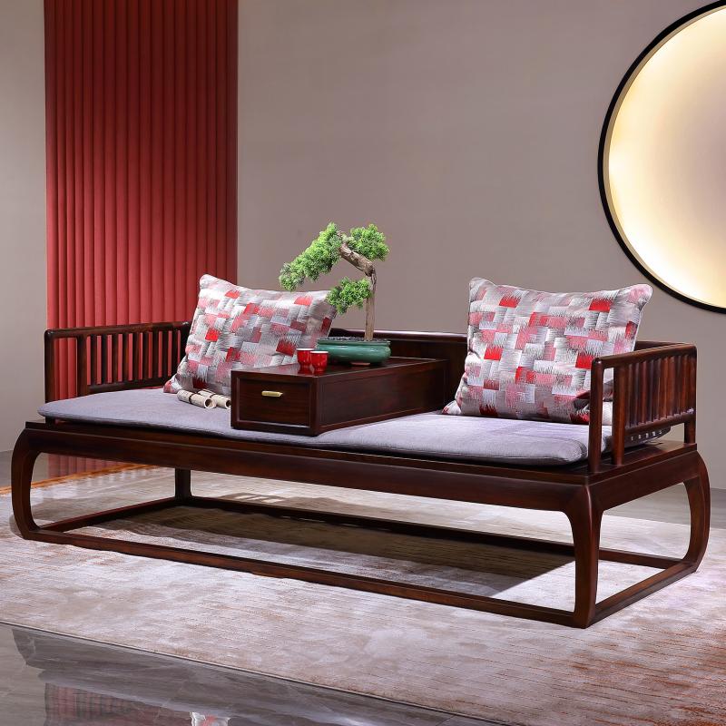 新中式红木罗汉床沙发客厅罗汉榻小炕几推拉伸缩实木茶桌椅组合
