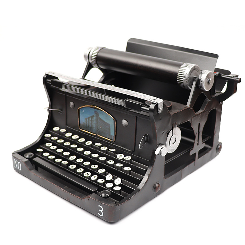 网红复古古董老式打字机模型铁艺书店橱窗怀旧老物件摆件摄影道具