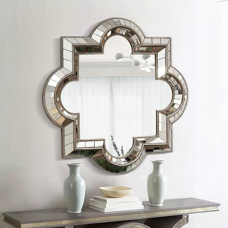 速发欧式装饰镜子美式客厅背景墙壁挂镜创意玄关壁炉艺术镜软装餐