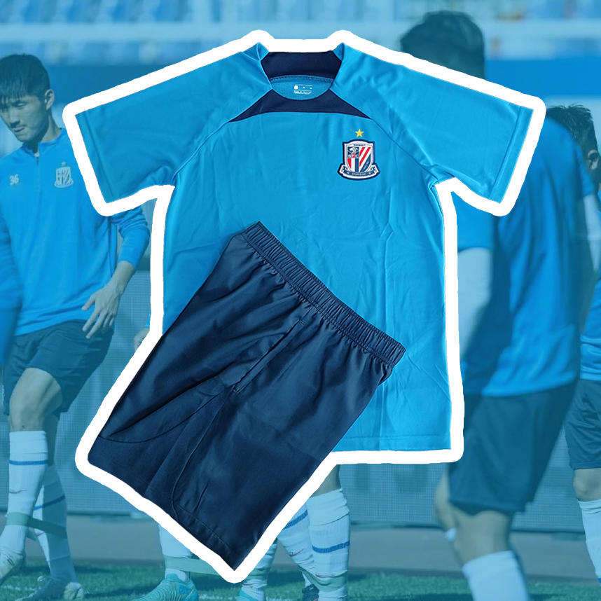 上海申花足球训练服中超2024新款吸汗透气短袖套装团队队服球衣