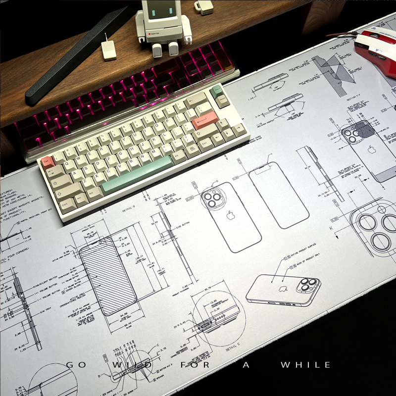 鼠标垫创意工业风适用于苹果13pro设计稿游戏超大号加厚办公桌垫