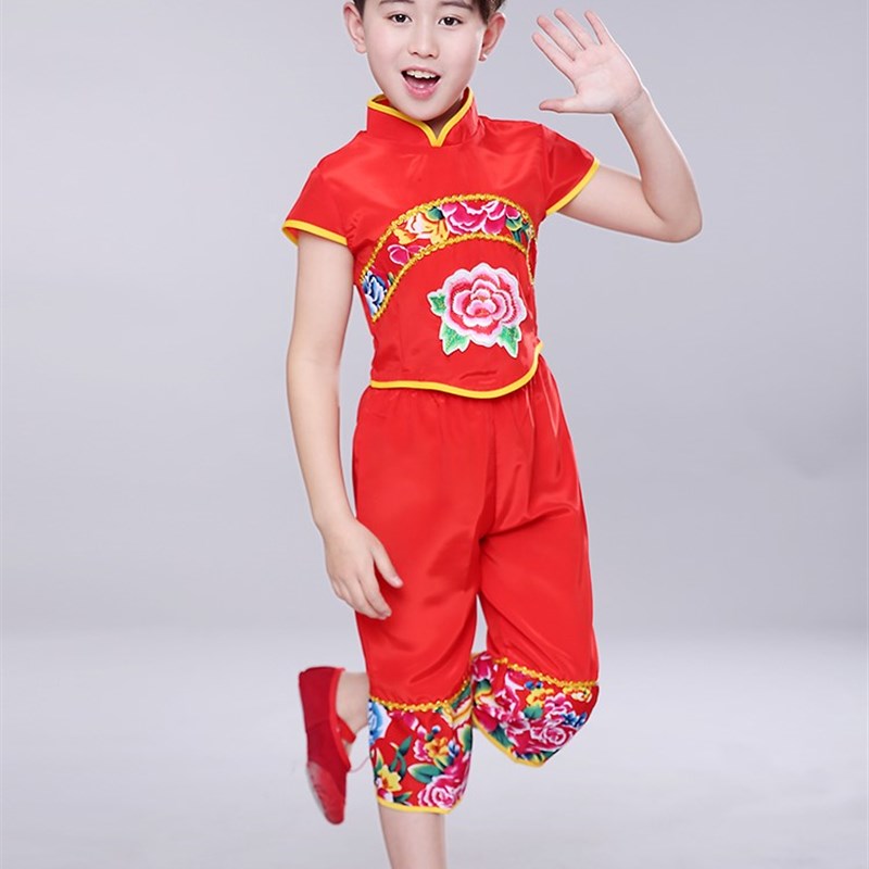 儿童六一中国结秧歌o演出服装幼儿红灯笼舞蹈表演服男女唐装民族