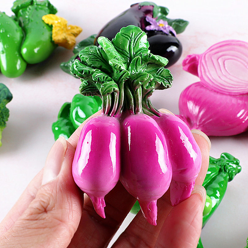 可爱创意蔬菜冰箱贴立体仿真磁贴茄子玉米生菜厨房装饰磁铁