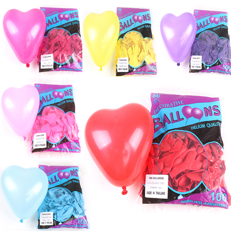 泰国BK6寸心形气球加厚地爆球放飞婚庆布置装饰情人节爱心气球