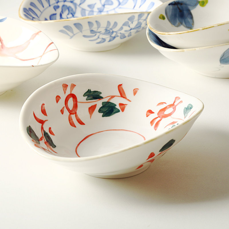 欧兰摩尔手绘陶瓷异形盘子颜值日式料理碗手绘凉菜碗不规则碟餐具