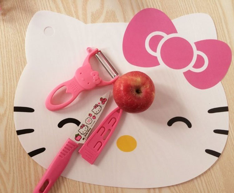 韩国猫头菜板 卡通可弯曲透明软餐垫水果板 水果刀 削皮刀