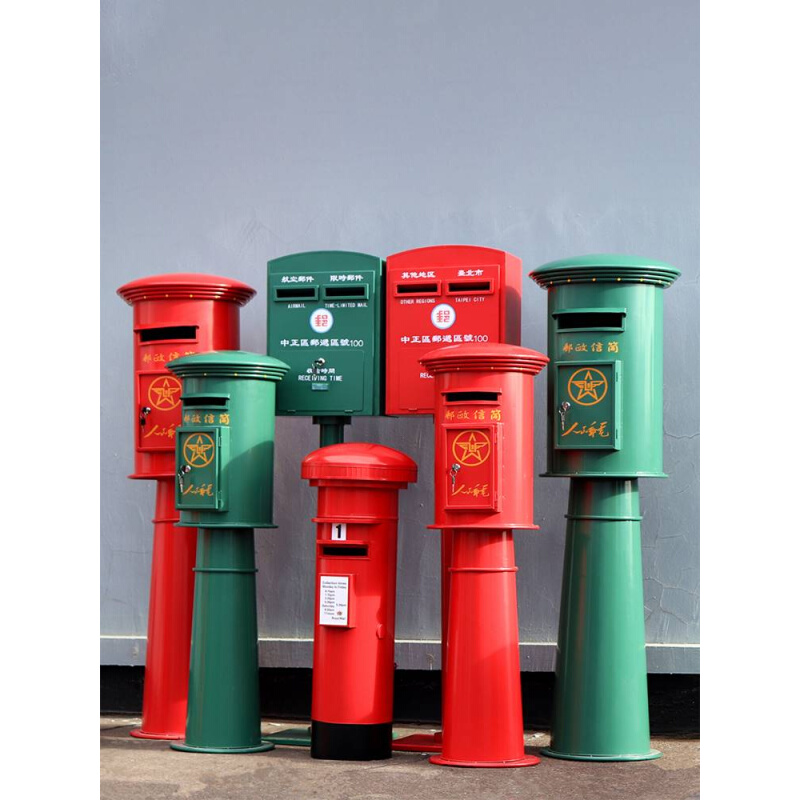 定制中国邮政信箱复古邮筒加油机摆件店铺幼儿园装饰摆件店铺橱窗