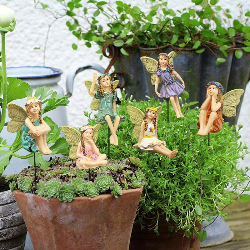 花园花仙子微景观6件套 外单DIY苔藓盆栽装饰 精灵小仙女园艺杂货