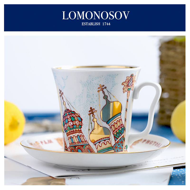 俄罗斯皇家瓷器Lomonosov童话城堡 踏雪马车多款咖啡红茶马克杯碟