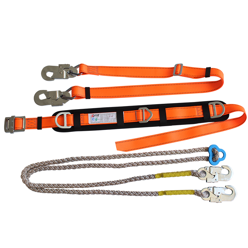 户外施工保险带高空作业电工安全带新型双控爬杆电工腰带安全绳