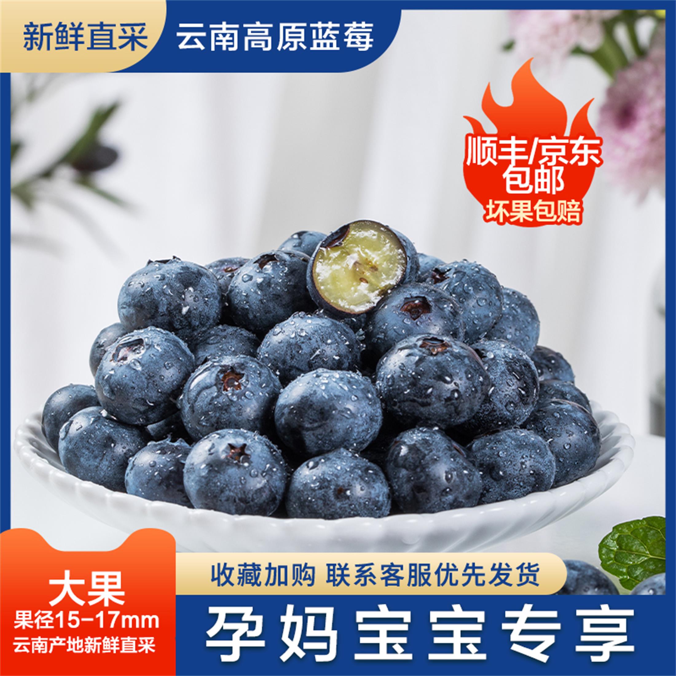 云南高原露天蓝莓当季新鲜孕妇水果基地直采怡颗甜蓝莓顺丰包邮
