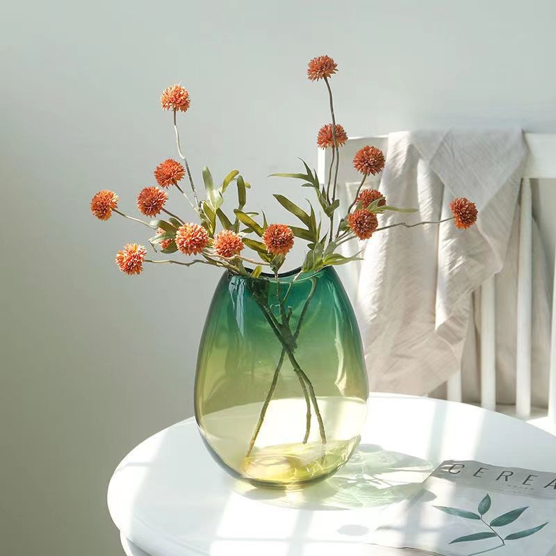 不规则渐变色艺术玻璃花瓶轻奢家居摆件客厅餐桌插花玄关装饰花器