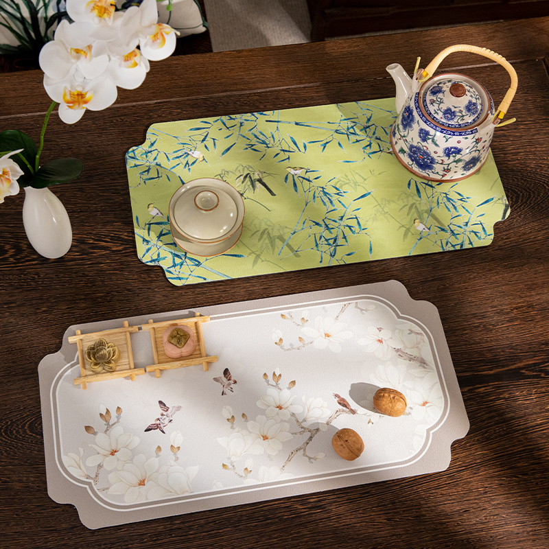 茶台硅藻泥吸水垫新中式茶桌防水垫中国风水墨画茶道配件桌旗茶旗