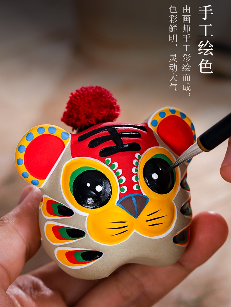 吉兔坊泥塑十二生肖摆件手绘画制特色中国风小礼物送老外出国礼品