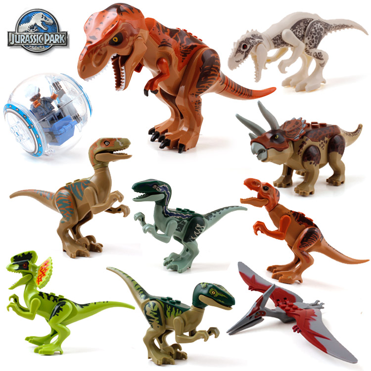 拼装积木恐龙儿童益智迅猛龙恐龙三角龙礼物包邮5-7-9岁益智玩具